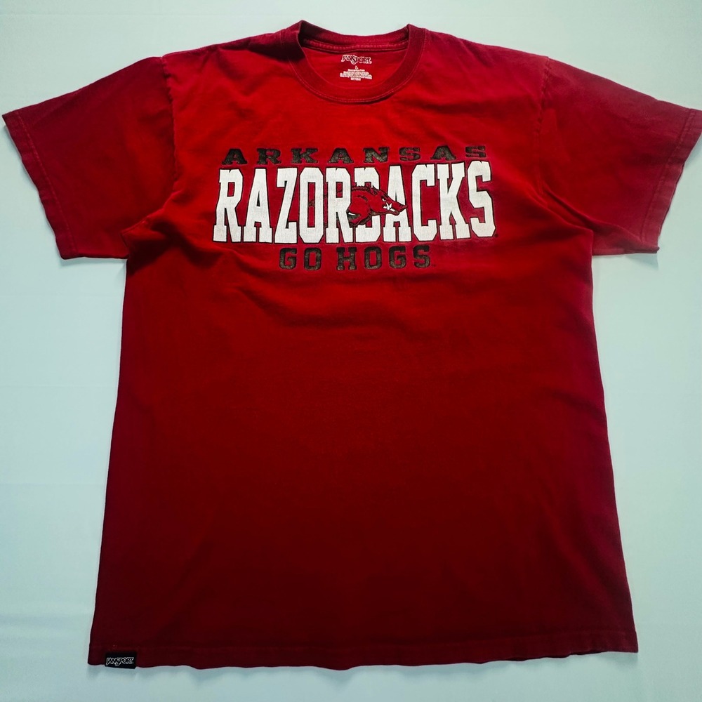 Jansport Arkansas Razorbacks Go Hogs Red Graphic Tee Mens Large‎ NCAA Fan Gear